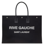 Saint Laurent Rive Gauche Tote Bag In Linen And Leather 499290 Black